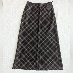 Dana Buchman Black and Brown Checkered Maxi Skirt